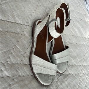 Franco Sarto White Croc-Embossed Sandals